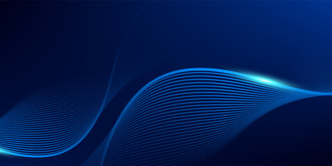 Dynamic abstract blue wave lines on dark background. abstract blue wavy lines background.