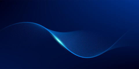 Dynamic abstract blue wave lines on dark background. abstract blue wavy lines background.