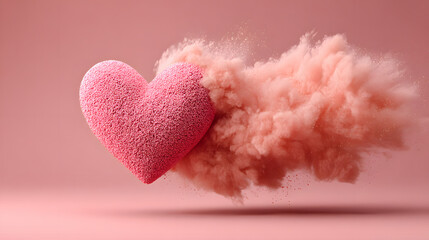 Exploding Pink Heart Symbol of Valentine Romance