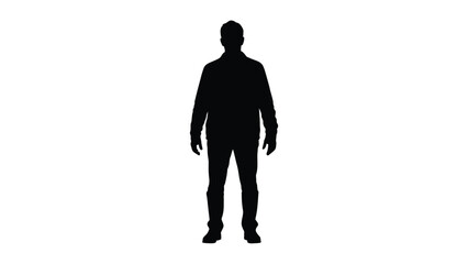 Fototapeta premium Full body silhouette of a standing man wearing jacket and gloves