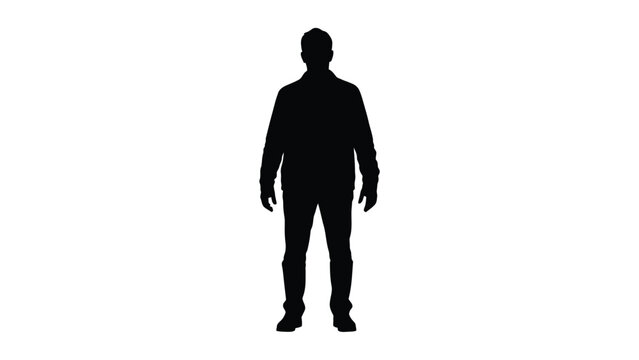 Full body silhouette of a standing man wearing jacket and gloves