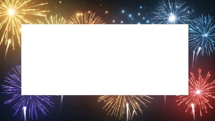 New Year's themed PowerPoint slide, with fireworks objects 