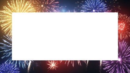 New Year's themed PowerPoint slide, with fireworks objects 