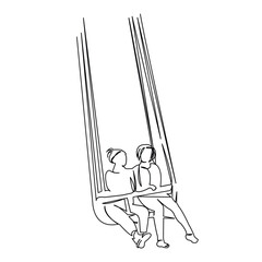One continuous single drawing line art doodle carousel, holiday, fun, entertainment, happy, childhood. Isolated flat illustration hand draw contour on a white background
