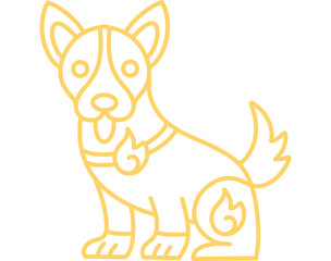 Chinese Zodiac Golden Dog Line Art Illustration