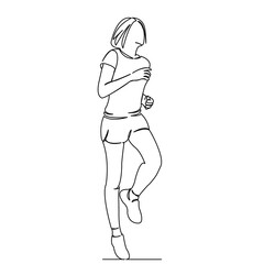 One continuous single drawing line art doodle run, sport, girl, female, athlete. Isolated flat illustration hand draw contour on a white background
