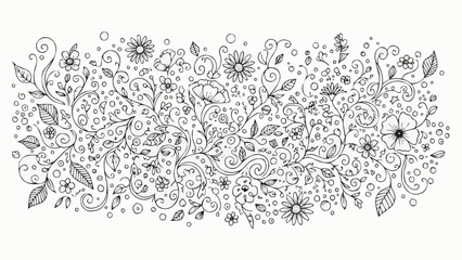 Obraz premium Intricate Floral Pattern Design with Swirling Vines and Blossoms.
