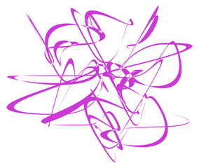 Abstract random brush strokes. Abstract pink swirl line art. Vector, transparent background SVG version.