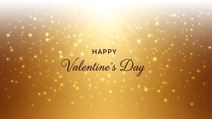 Fototapeta premium Happy valentine s day wishes with sparkling gold background