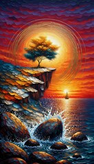 Sunset over the river I Wall Decor 
