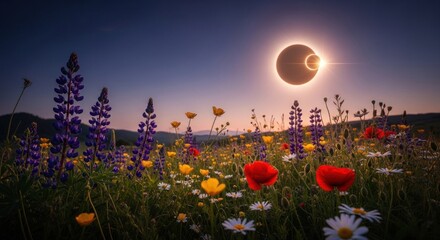 poppy field at sunset