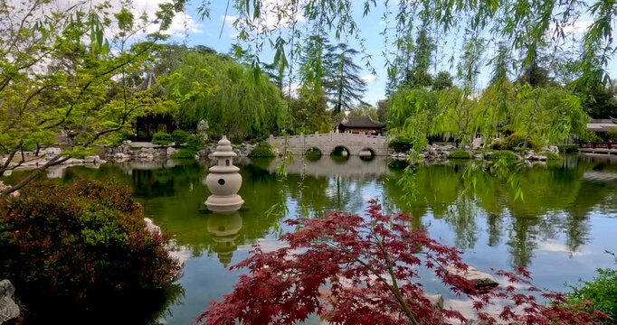 Scenic landscape of Huntington Botanical gardens in Pasadena, California during spring time.