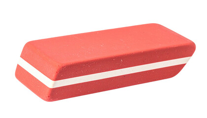 Rectangular red and white rubber block for erasing pencil marks