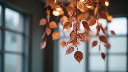 Hanging copper leaf decoration