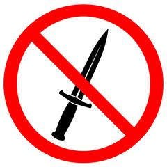 Prohibited Knife Symbol - Illustration of a Danger Sign Indicating Forbidden Weapons