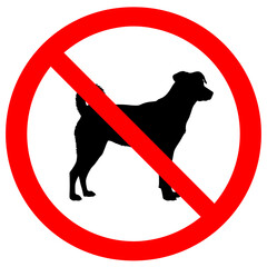 Clearly visible warning sign indicating an area where dogs are strictly prohibited, often utilized in public spaces, food establishments, or restricted zones to maintain hygiene and safety standards