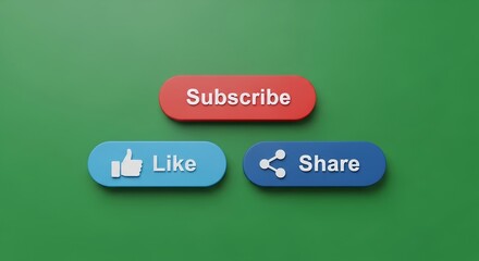 Subscribe like share button social media video content engagement platform promotion digital marketing graphic design call to action internet web online media
