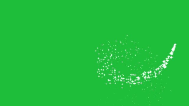 White Glitter Light Tail Swirl with Magical Sparkle Particles, White Glitter Fairy Dust Light Trail &ndash; Green Scene