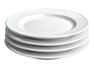 A stack of plain, white, round dishes arranged neatly