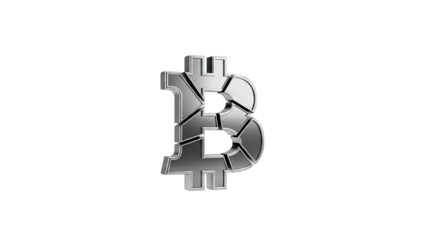 Broken Bitcoin Symbol on White Background