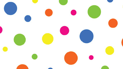 Seamless Vector Polka Dot Pattern Background with Bright Colorful Circles on White