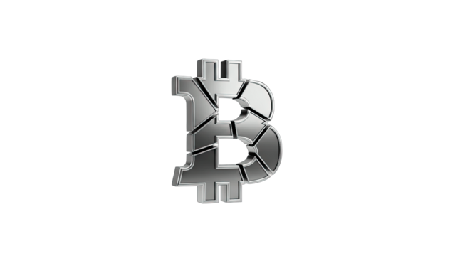 Broken Bitcoin Symbol on White Background - Powered by Adobe