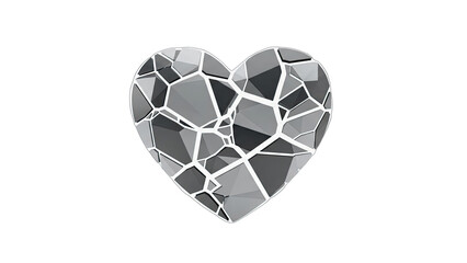 Broken Heart Illustration on White Background