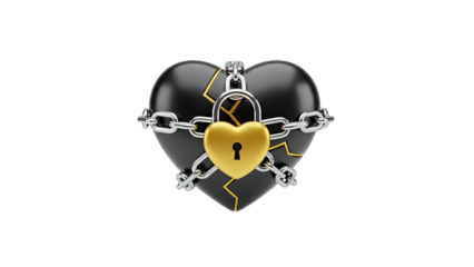 Broken Heart Locked with Chains and Padlock