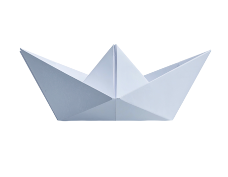 A minimalist, isolated, paper boat against a black background - Powered by Adobe