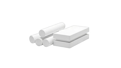 White Chalk and Eraser on White Background