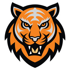 Fierce Orange and Black Tiger Mascot Head