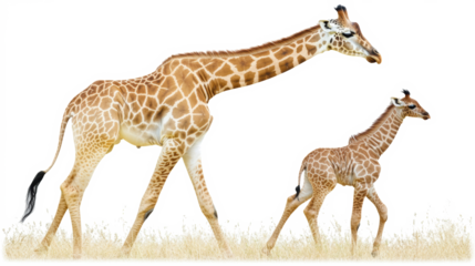 Group of giraffes walking in profile view
