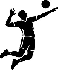 Volleyball Player Spike Negative Space Silhouette. Dynamic Sport Vector Logo Illustration