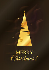 Christmas  Golden Vector Tree New Year Card