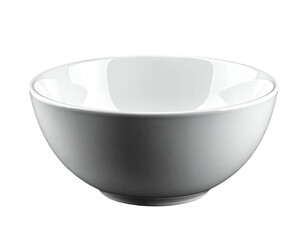 Gleaming, simple white ceramic bowl, isolated against a dark backdrop