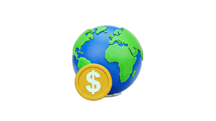 World Economy: Global Finance with Dollar Coin Concept