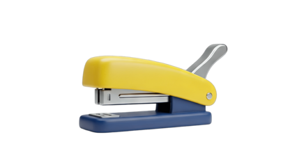 Yellow and Blue Stapler Isolated on White Background
