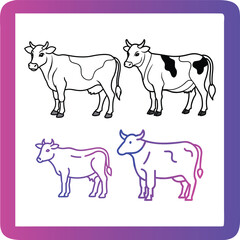 Collection of Line Art Cow Illustrations