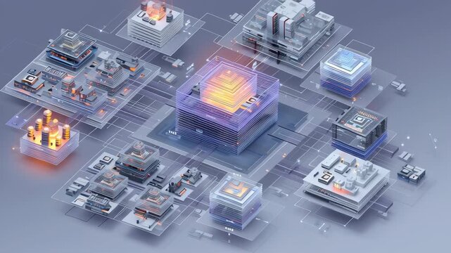 Data privacy architecture for large organizations, modular security layers surrounding data cores, professional technology illustration, enterprise data privacy architecture