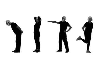 Obraz premium Elderly People Daily Activity Silhouette