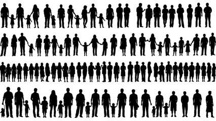 Family Playing Celebration Silhouette