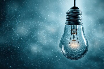 Illuminated Light Bulb Against Dark Blue Glittering Sky Idea Conceptualization Sparkling Symbol of Invention Clarity and Innovation with a Luminous Center Glow