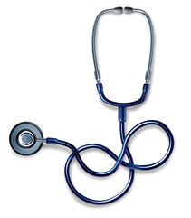 Stethoscope On A White Background as medical equipment representing healthcare medicine and Doctor or nurse hospital diagnosis to listen to internal sounds of the body by health care professionals.