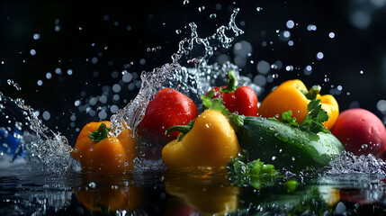 red pepper in water splash