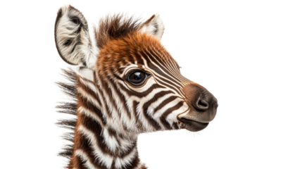 Baby zebra face in clean side profile
