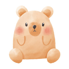 Illustration Of watercolor Bear  face