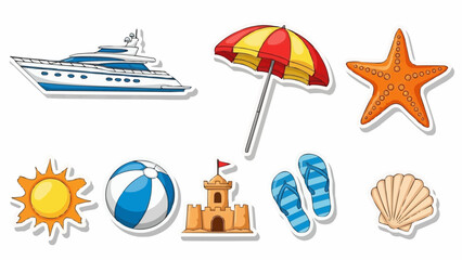 Collection of Summer Beach Vacation Icons and Symbols.