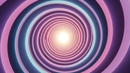 Abstract glowing neon spiral tunnel with vibrant pink and blue light creating a futuristic vortex effect