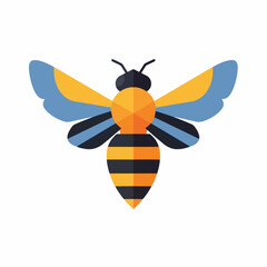 Stylized Bee Illustration with Geometric Shapes and Vibrant Colors.
