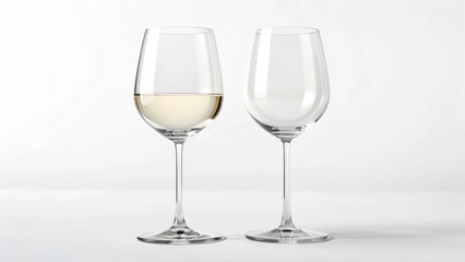 3D Infographic Concepts Two elegant wine glasses, one filled and one empty, set against a plain background.